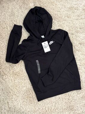 Nike Black Crewneck Pullover Hoodie with White Logo
